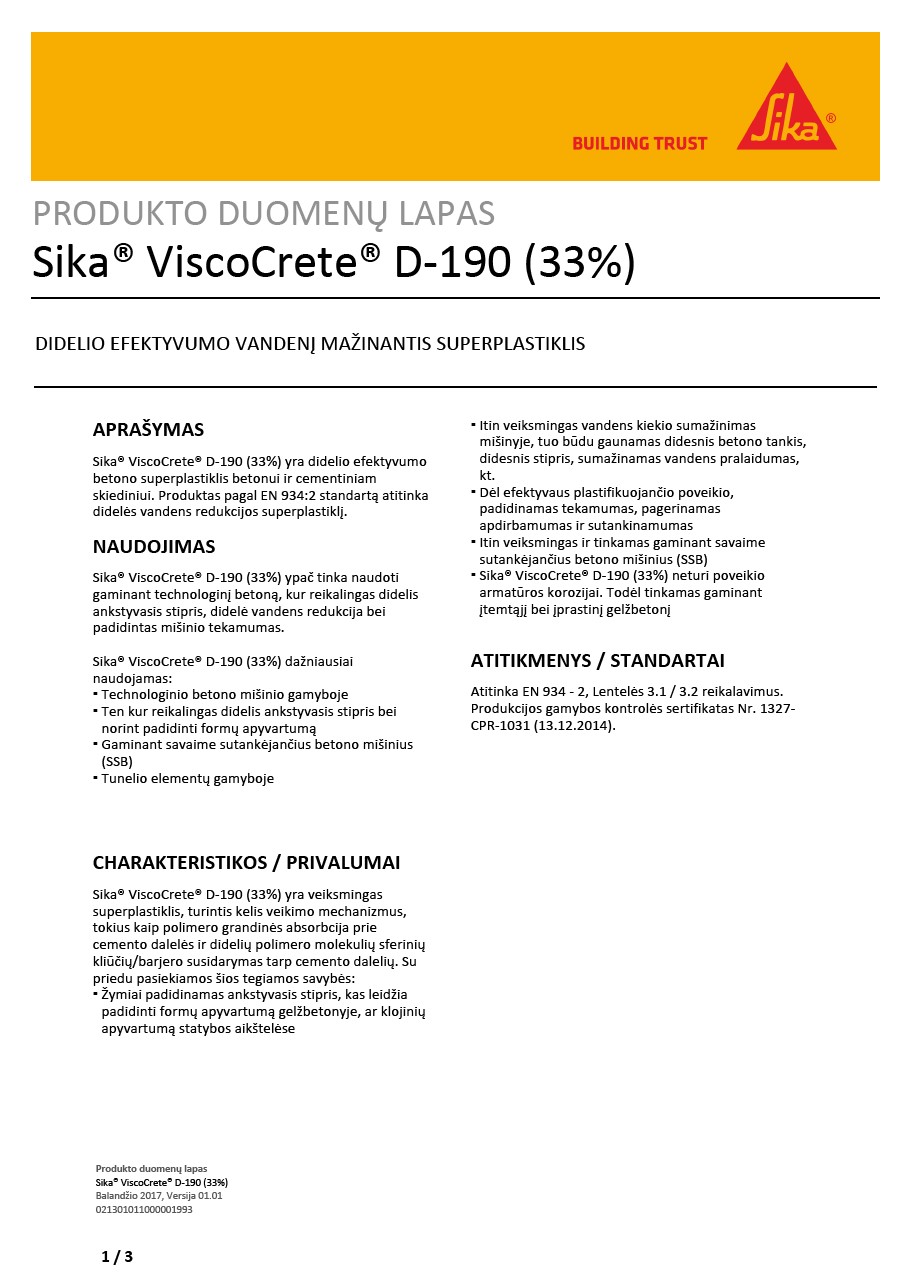 Sika® ViscoCrete® D-190 (33%)