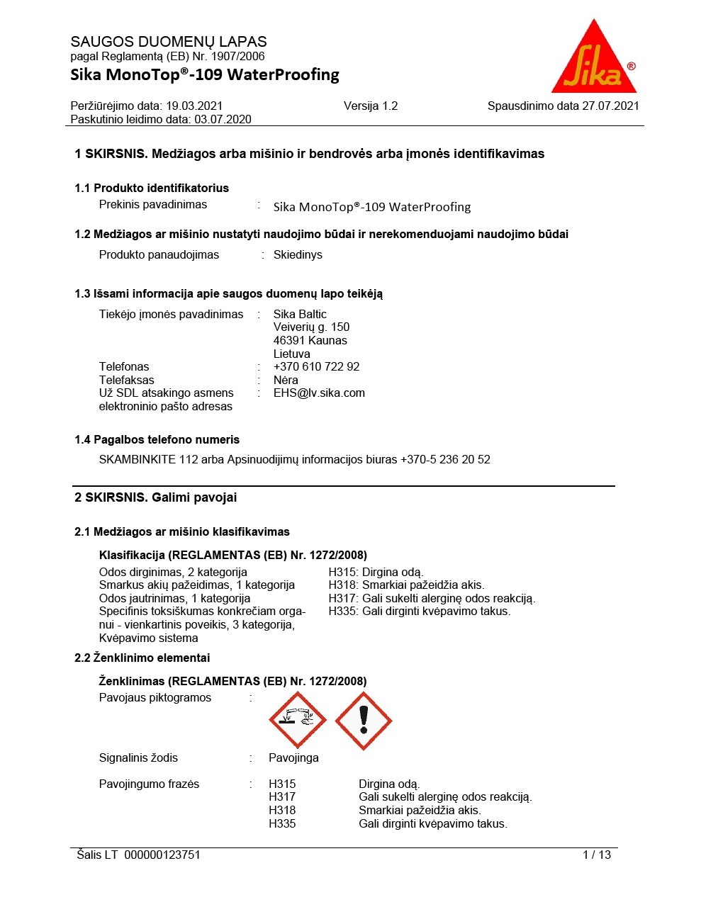 Sika MonoTop®-109 WaterProofing SDL